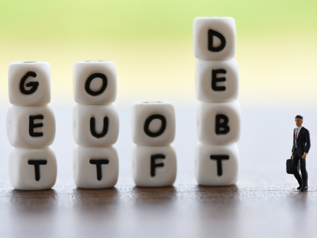 set of letters spelling the word debt consolidation